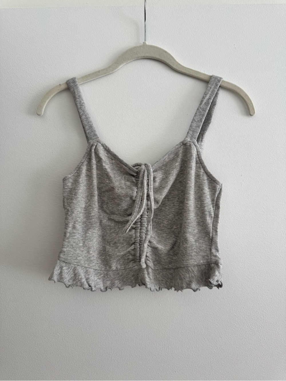 Abound Heather Gray Ruched Front Cropped Tank